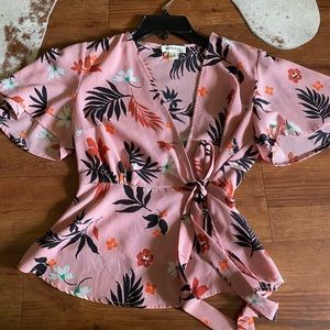 NWOT floral wrap top
